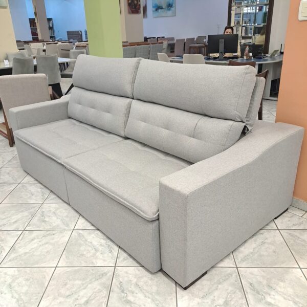 SOFÁ RETRÁTIL VANCOUVER 2,50 X 1,18 ASSENTOS MOLAS BRAÇOS CAMELO 20CM TECIDO 875