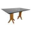 MESA DE JANTAR CALCI 1,60 x 1,00m AMENDOA VIDRO PRETO