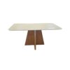 MESA DE JANTAR ITALIA 1,70 X 0,90M CARVALHO NOBRE TAMPO VIDRO OFF WHITE - Imagem 2