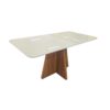 MESA DE JANTAR ITALIA 1,70 X 0,90M CARVALHO NOBRE TAMPO VIDRO OFF WHITE