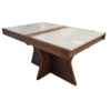 MESA JANTAR ELASTICA CAROLINA 1,40X0,90 - TAMPO VIDRO OFF WHITE - COR 30
